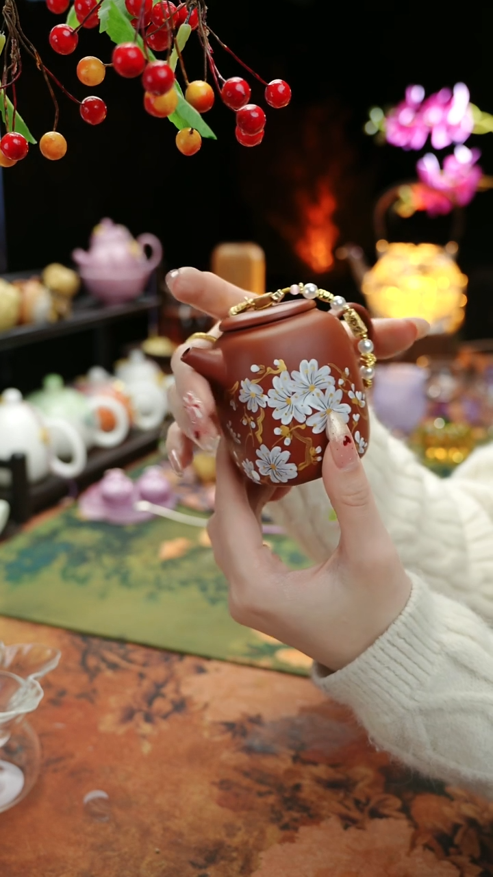 【闪购商品】紫砂手绘小雏菊+滴流1条