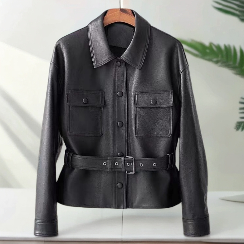 【杨树林】春季新品真皮绵羊皮夹克女士外套原版2501