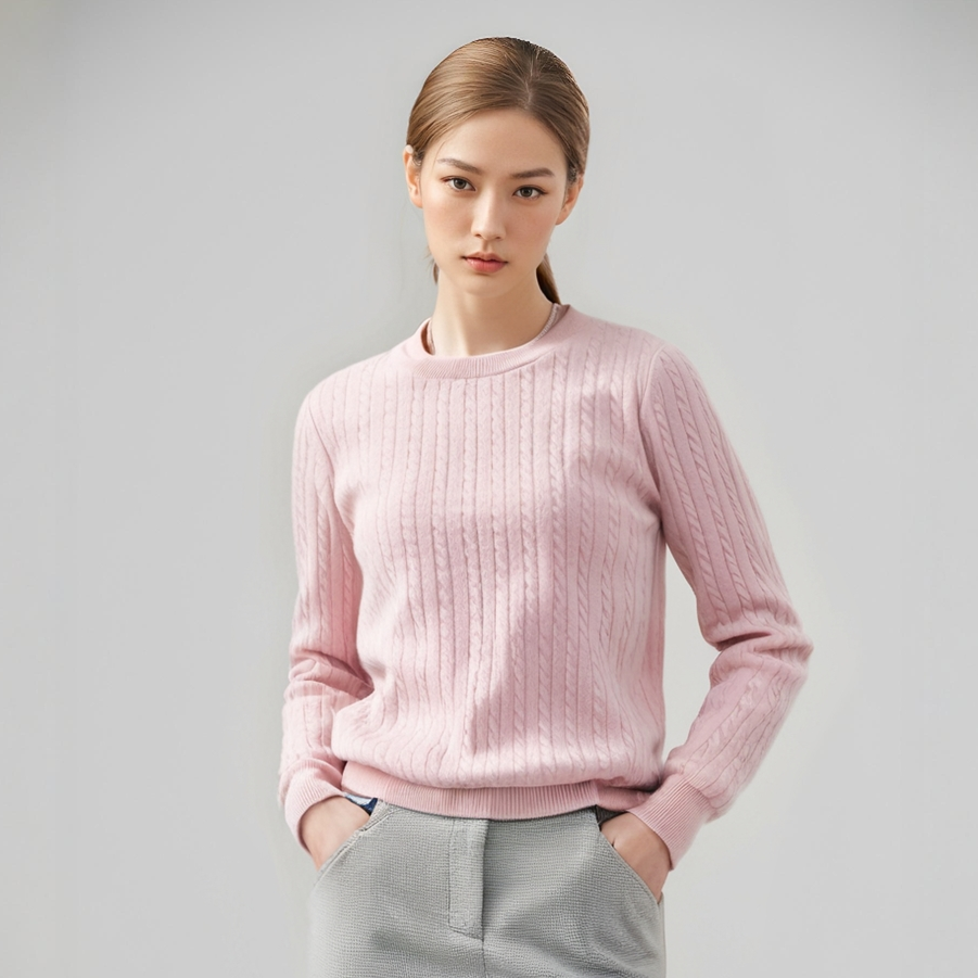 【绒弯湾】秋冬女士拉夫短款百搭羊绒套头简约针织长袖