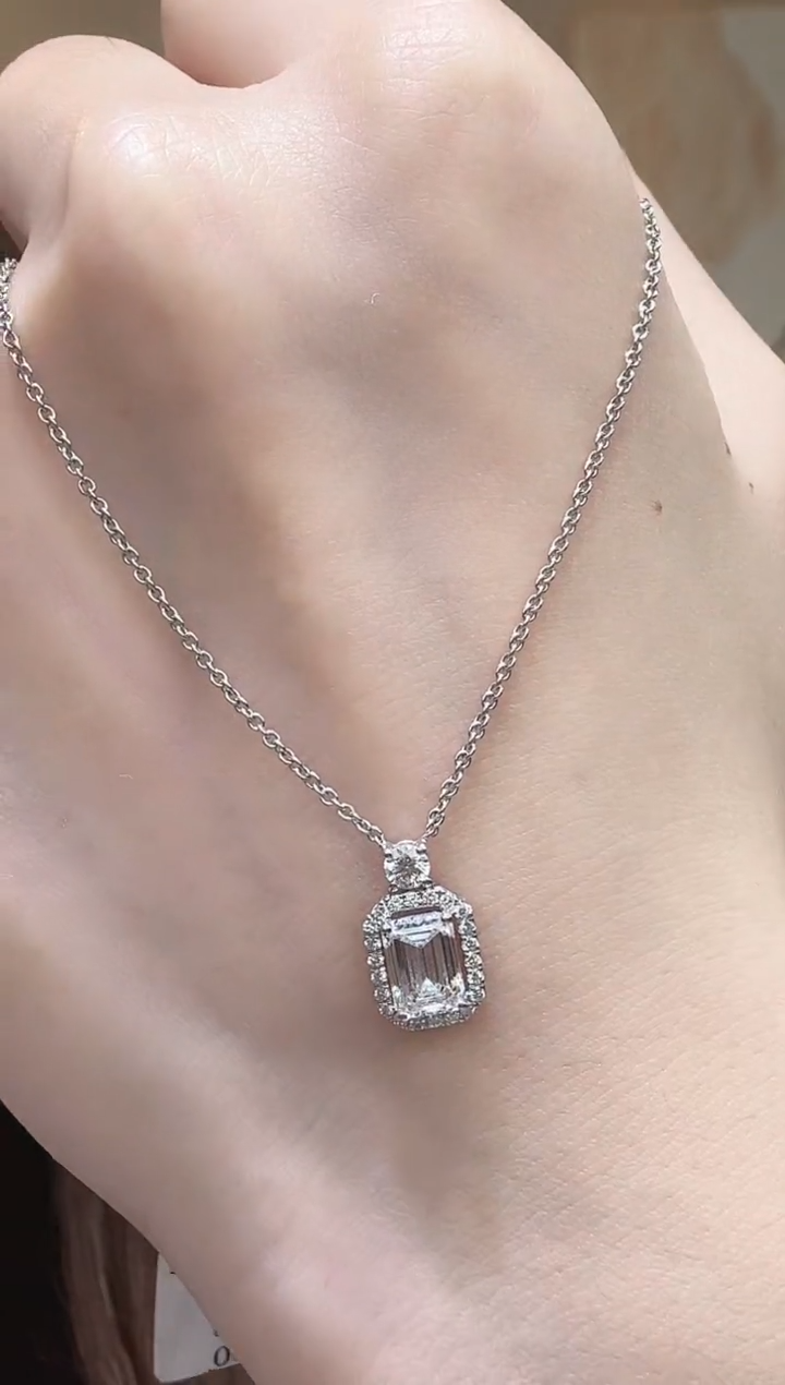 18K金镶嵌颈饰实验室培育钻石祖切香水瓶项链