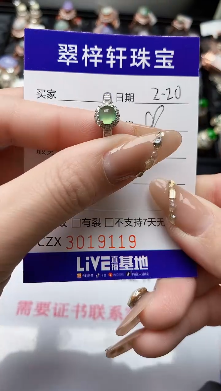 【闪购商品】翡翠戒指银S925镶嵌/9119