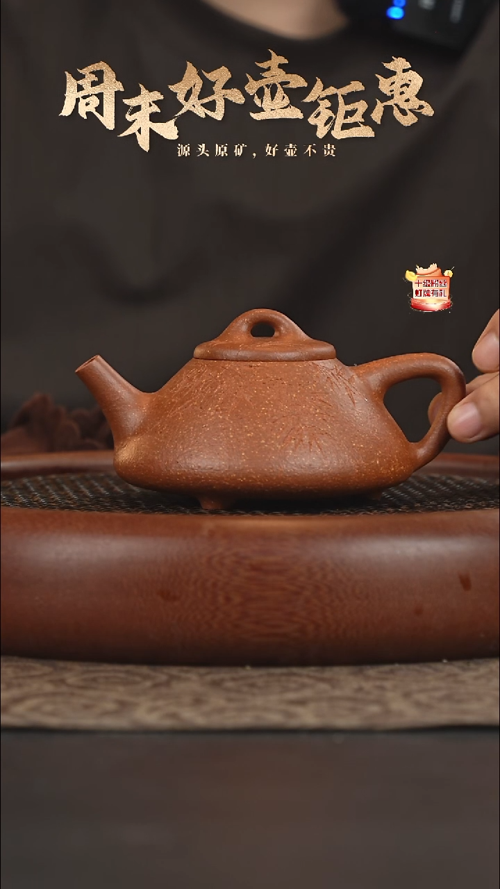 茶壶紫砂21a30红降坡子冶石瓢
