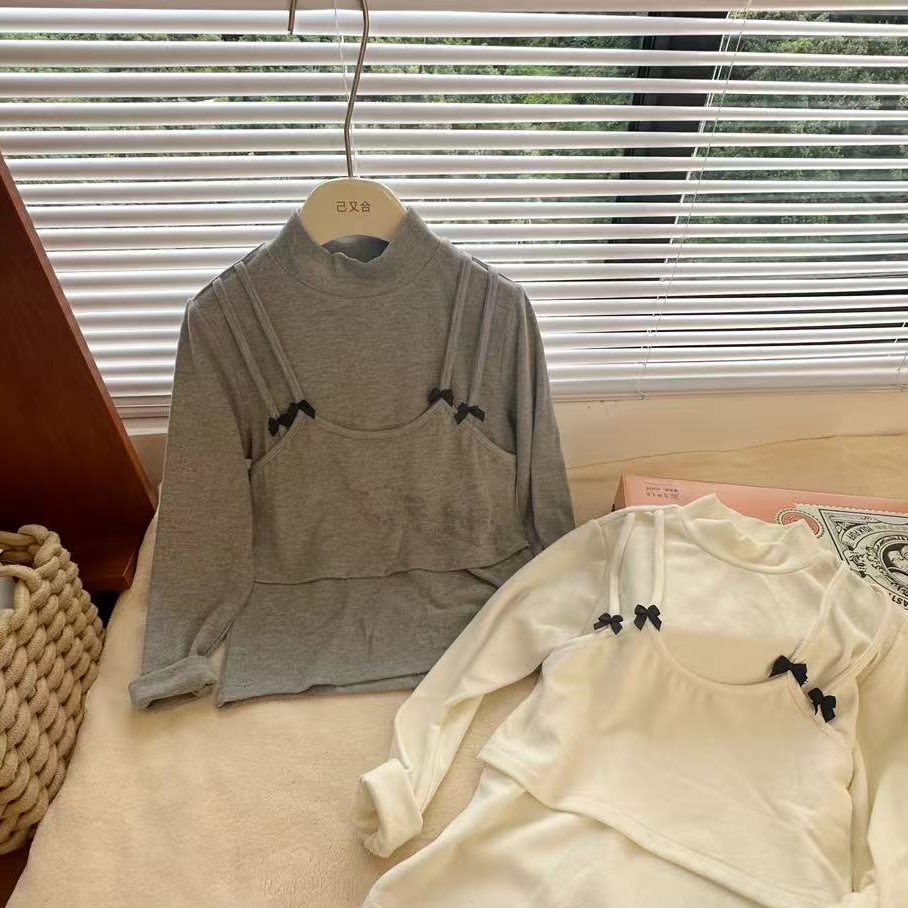 秋冬女童浅杏色打底衫 9025驰系