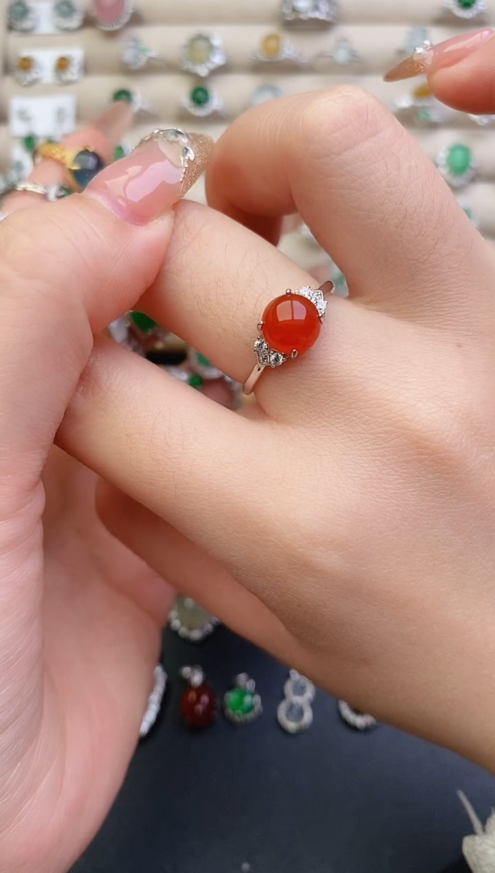 银S925镶嵌戒指玛瑙/玉髓0