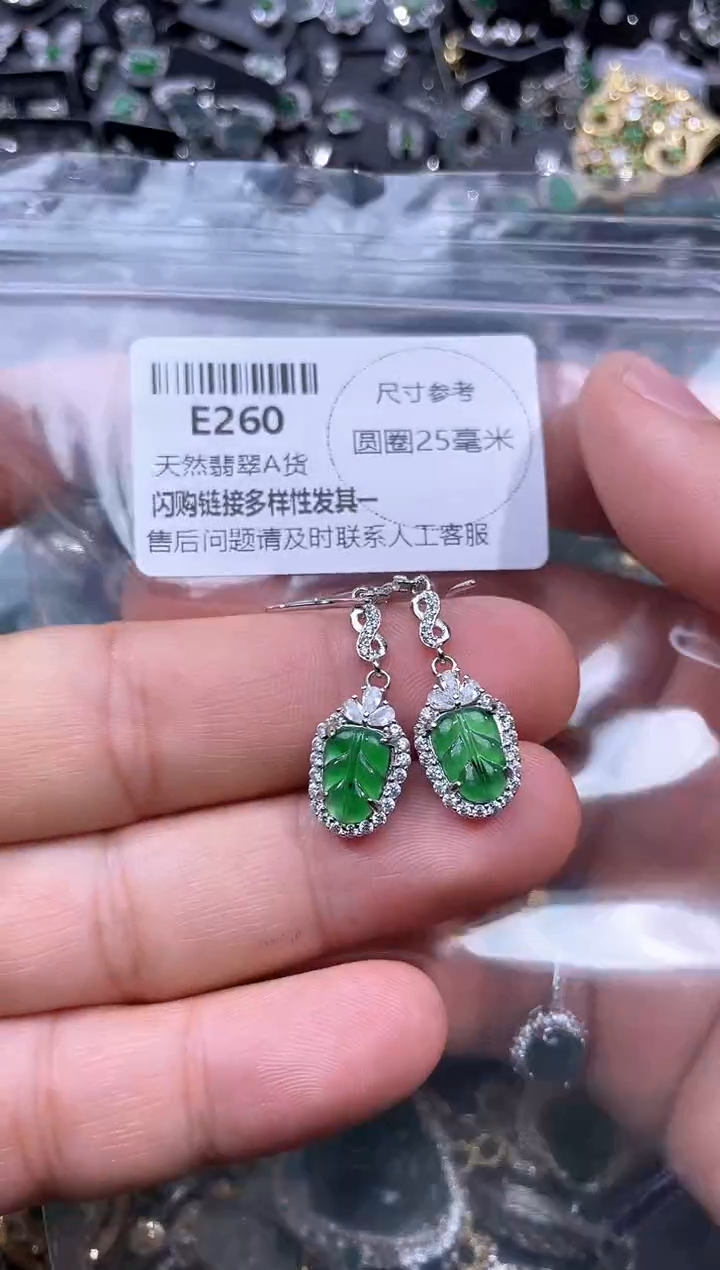 【闪购商品】翡翠颈饰未镶嵌E260耳钩
