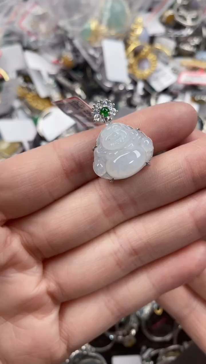 银S925镶嵌戒指翡翠666       3