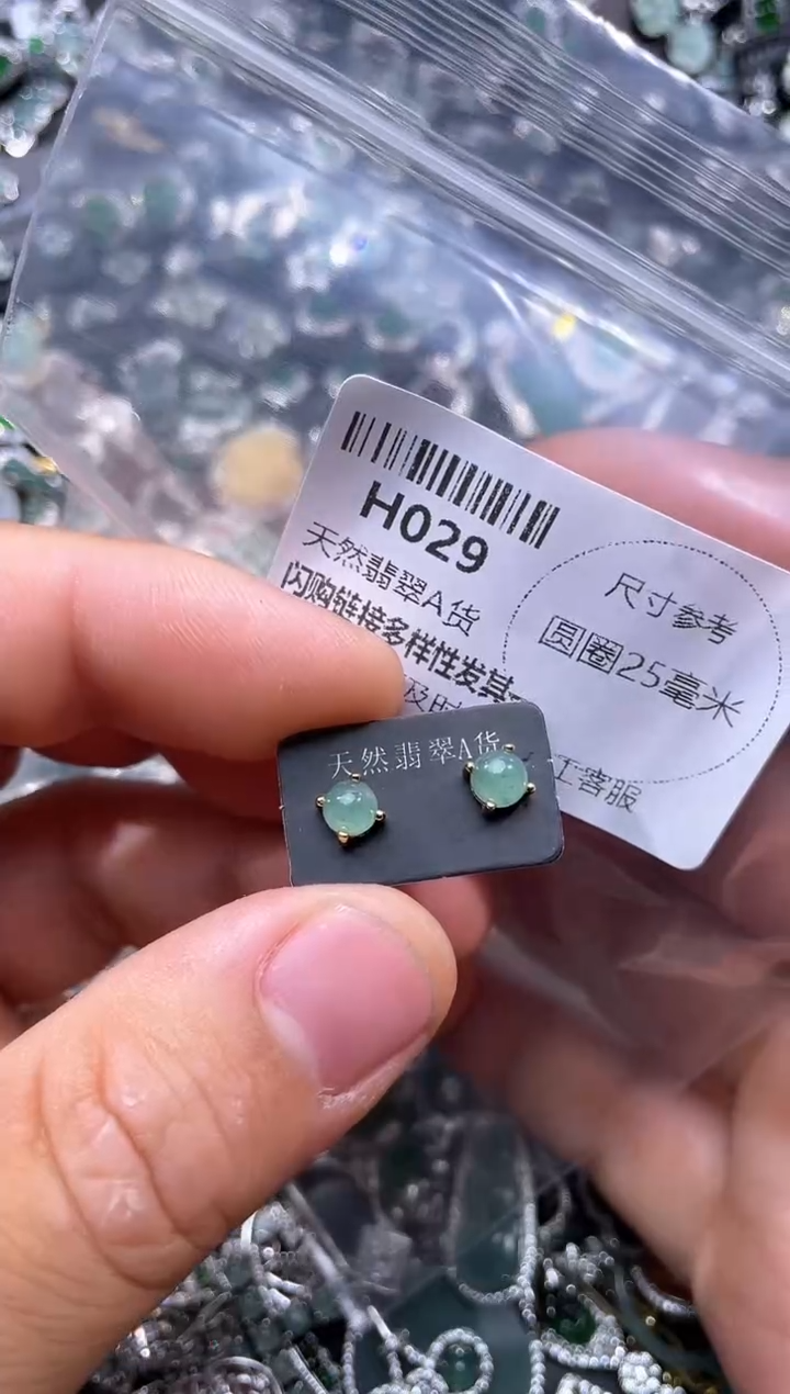 【闪购商品】翡翠颈饰未镶嵌H029耳钉