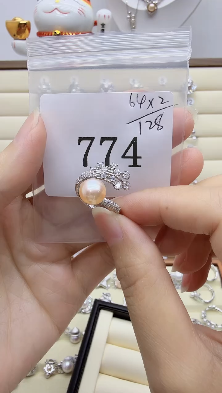 银S925镶嵌戒指淡水珍珠静****静774