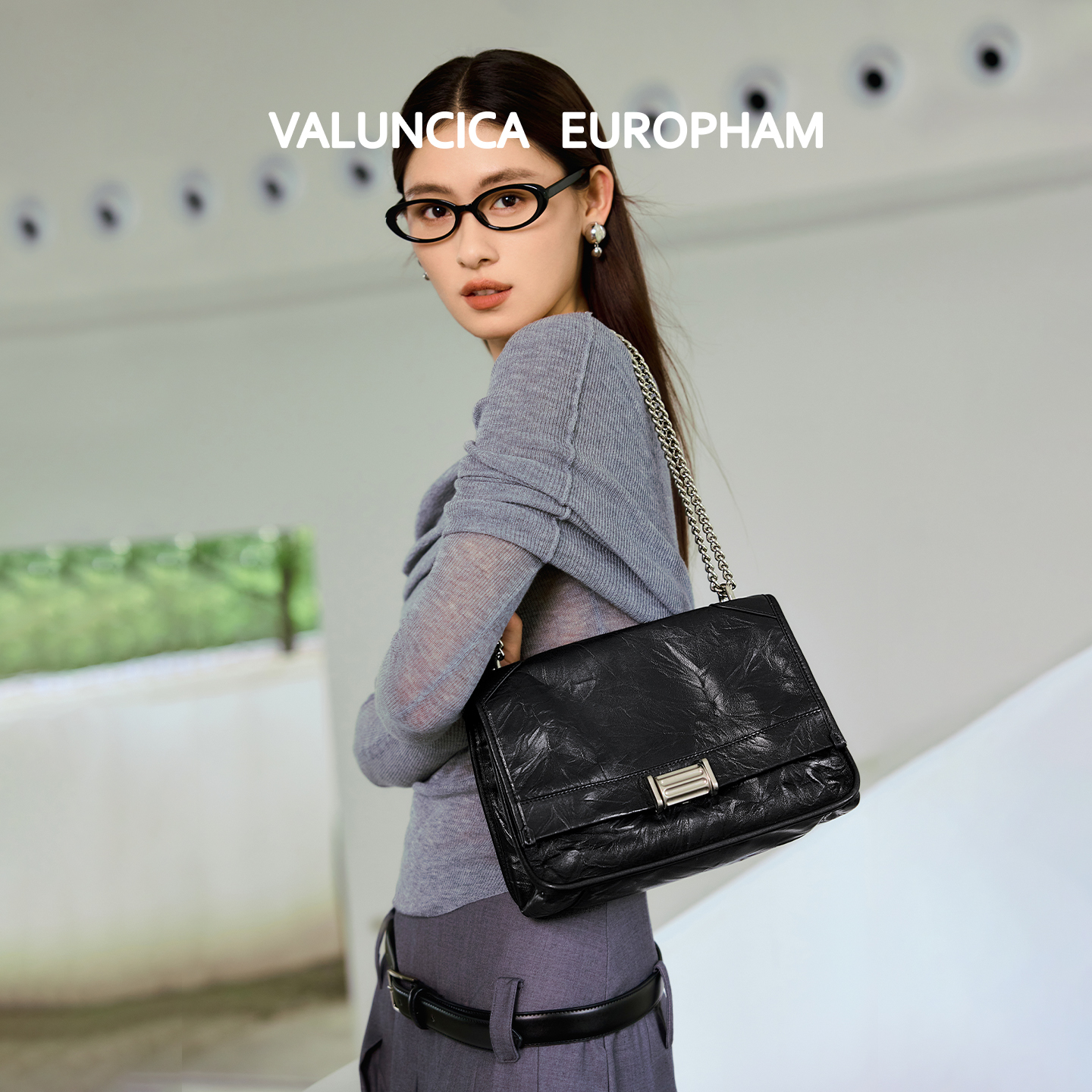 Valuncica/华伦西亚淘气包包新款通勤链条单肩斜挎流浪包女士包包