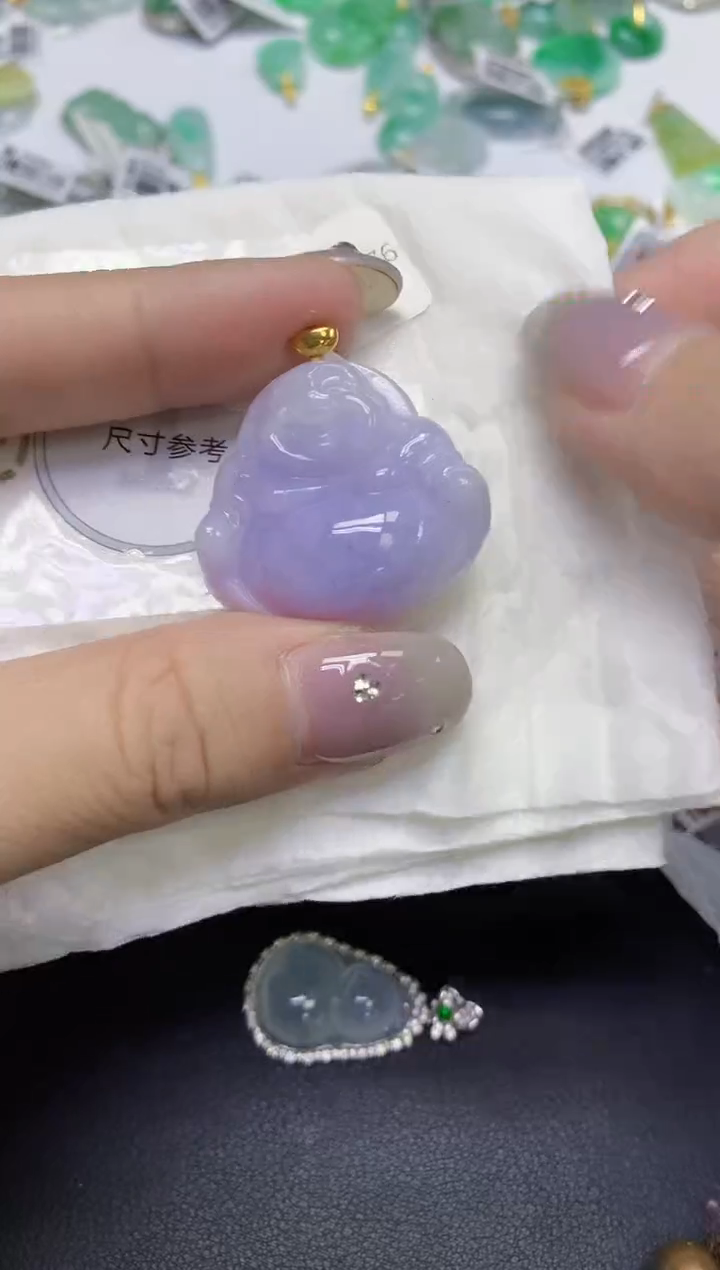 颈饰18K金镶嵌翡翠天然缅甸翡翠A货百元以上9元证书费自理