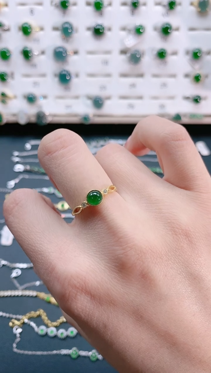 【闪购商品】翡翠戒指银S925镶嵌天然翡翠