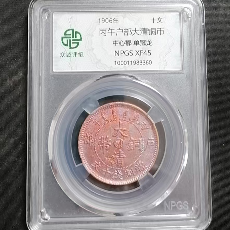 丙午户部大清铜币十文中心鄂单冠龙 C (图为样品，不发，随机发货)