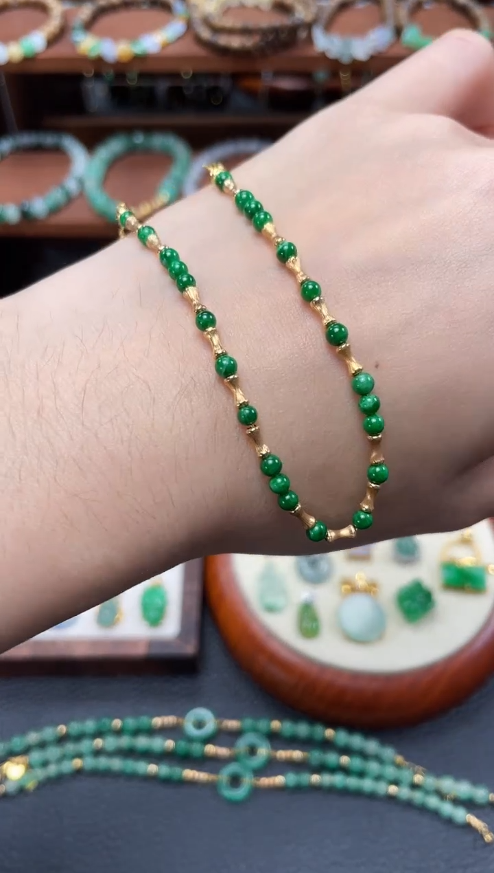 【闪购商品】翡翠套链18K金镶嵌一个  JK533