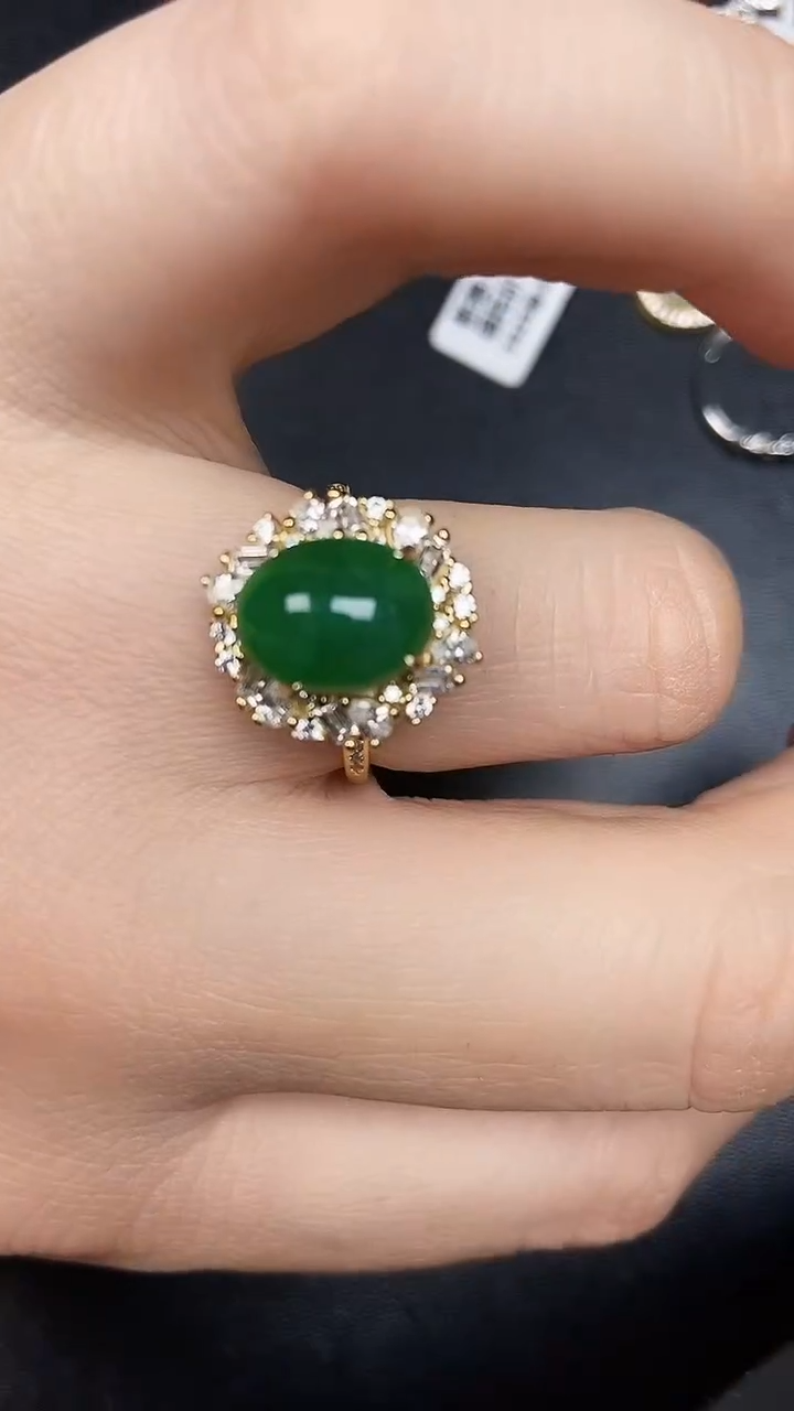 银S925镶嵌戒指翡翠7800