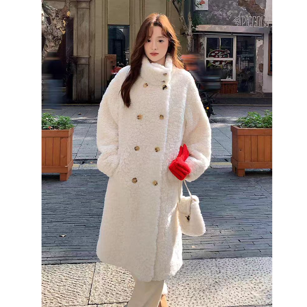 双排扣过膝毛毛外套女冬季皮毛一体大衣13011/81503/50051(D8-7)