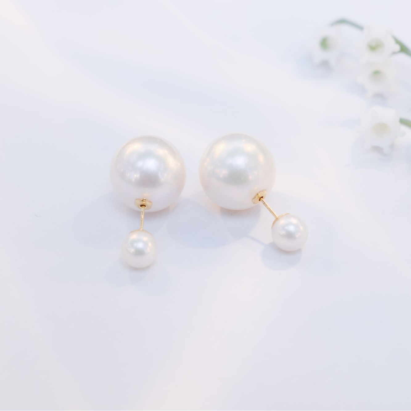 淡水珍珠18k双珠款14-15mm