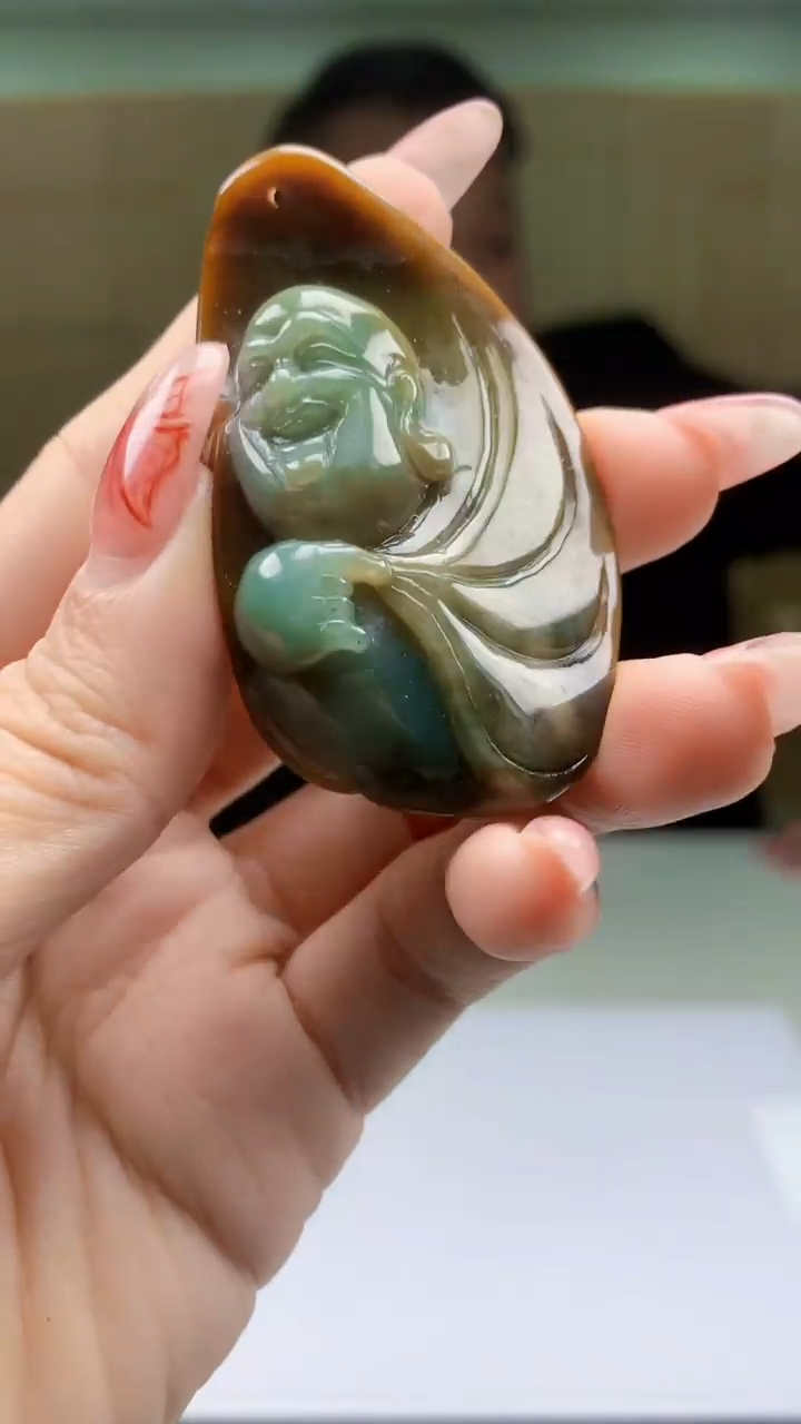 【闪购商品】定制翡翠未镶嵌4969ty-毛货挂件44