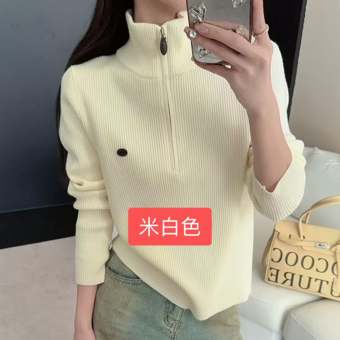 5588新款可翻领百搭半拉链高弹厚毛衣