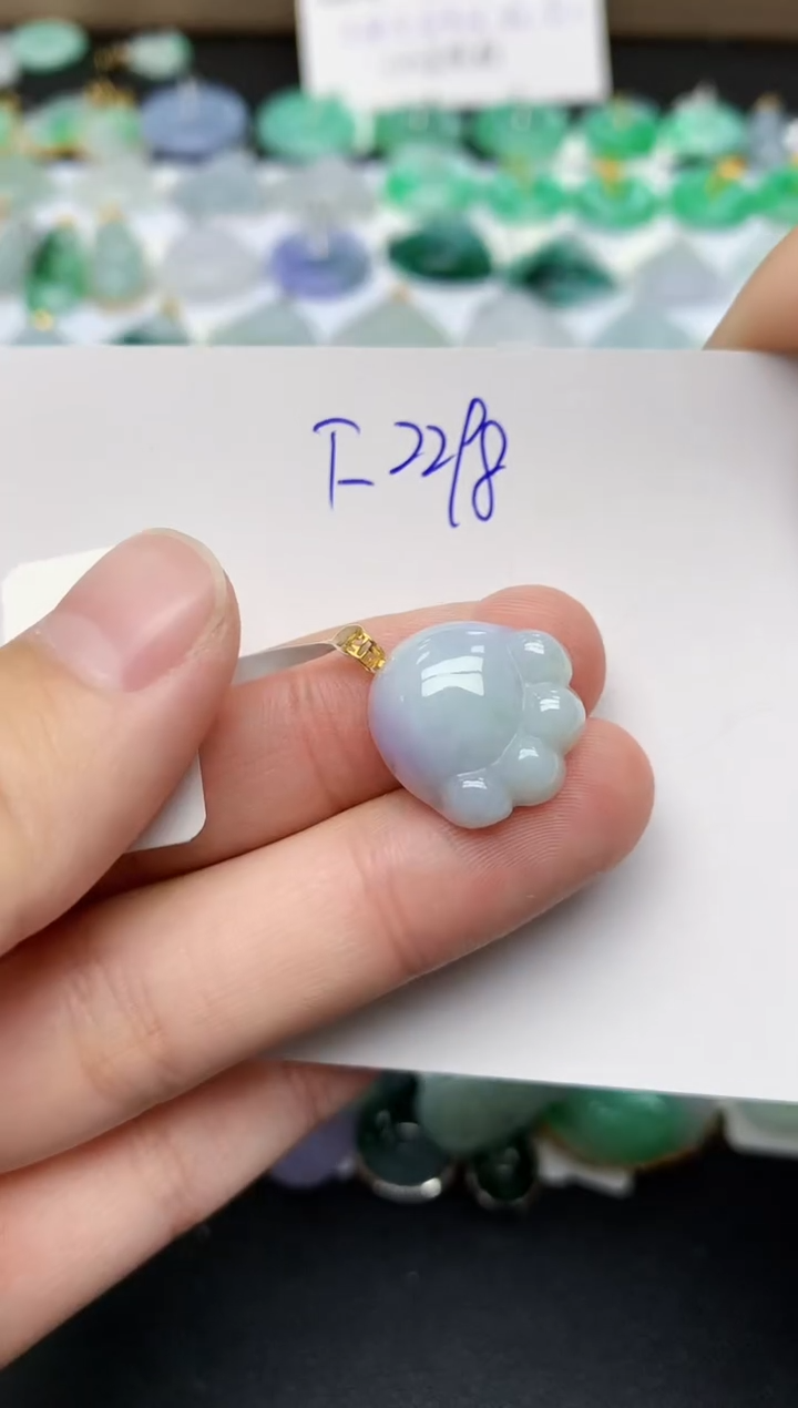 颈饰18K金镶嵌翡翠天然缅甸A货翡翠百元以上9元证书费自理