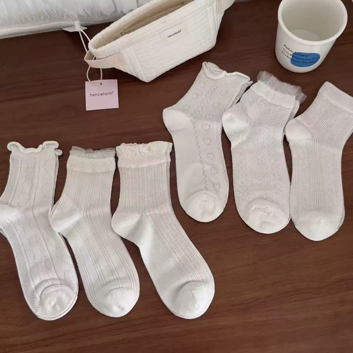 【韩笑专属】6月的快乐星球蝴蝶结花边少女短袜-O18