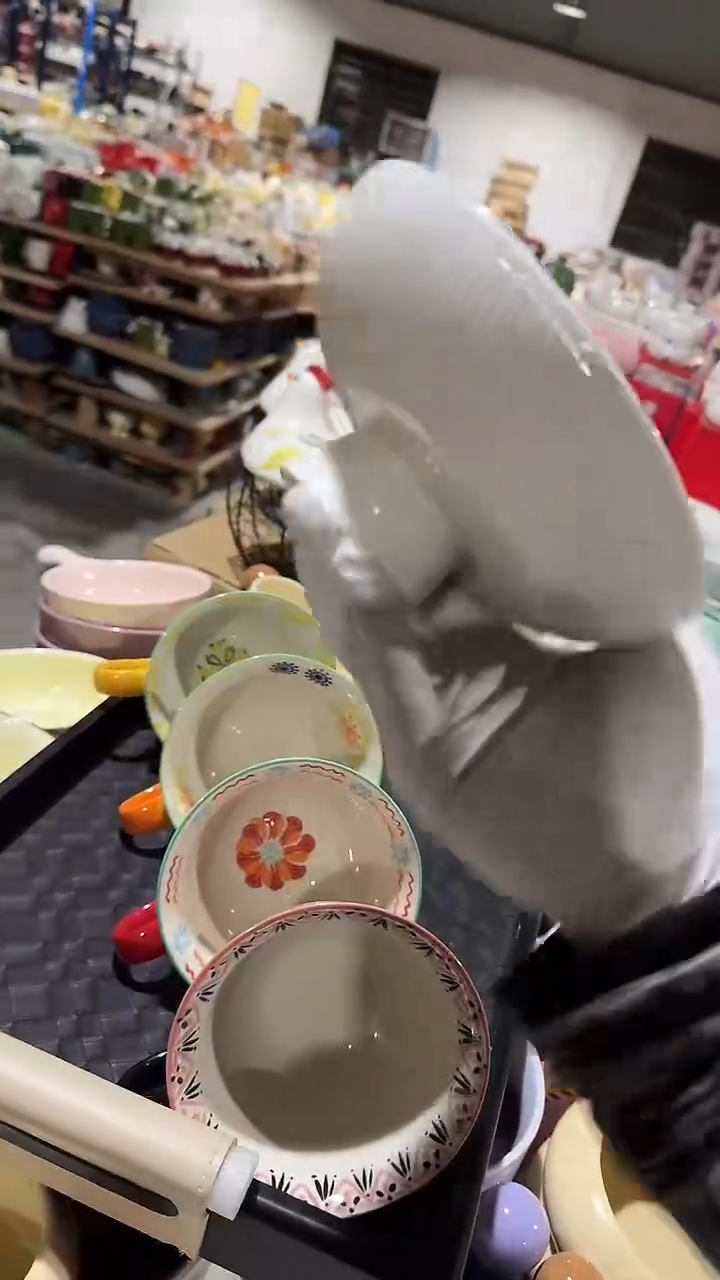 陶瓷6.5英寸条纹高脚盘微瑕 凑满20元包邮