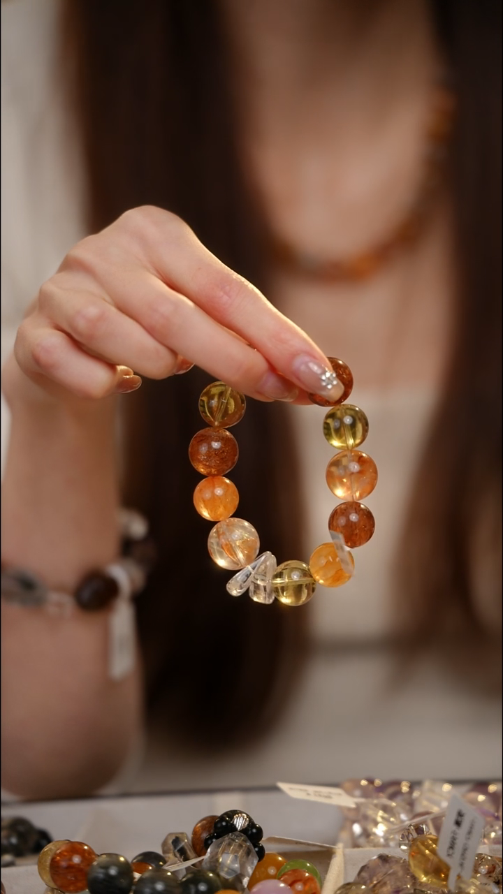 未镶嵌手串水晶胶花超七黄水