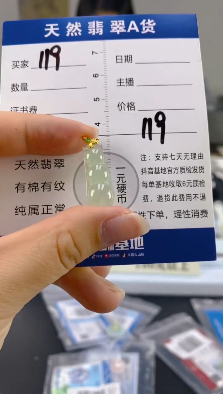 【闪购商品】翡翠颈饰18K金镶嵌天然A货翡翠   119