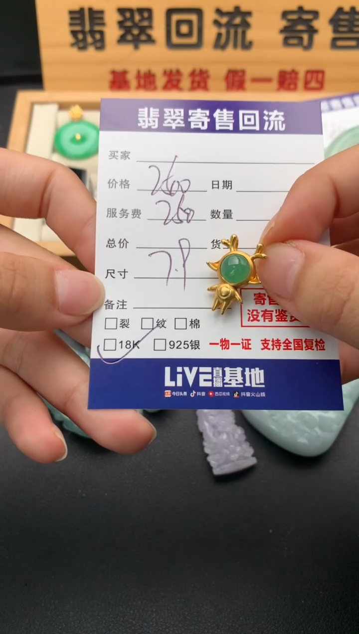翡翠18K金镶嵌颈饰10141096