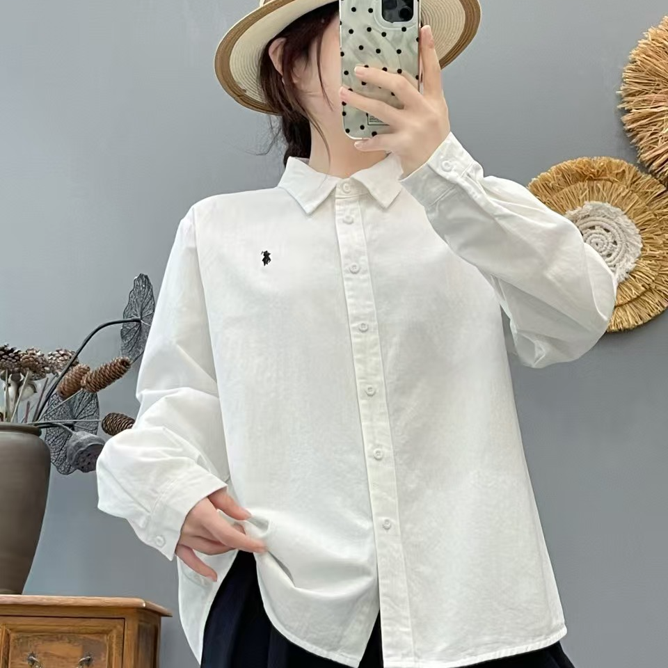 秋冬纯色磨毛衬衫柔软休闲百搭长袖女式棉衬衣