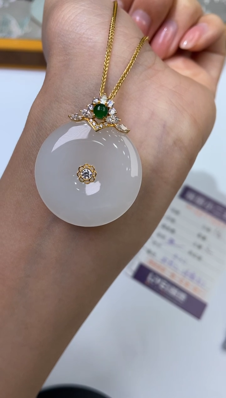 【闪购商品】和田玉挂件18K金镶嵌277256/平安扣  多样性一件发