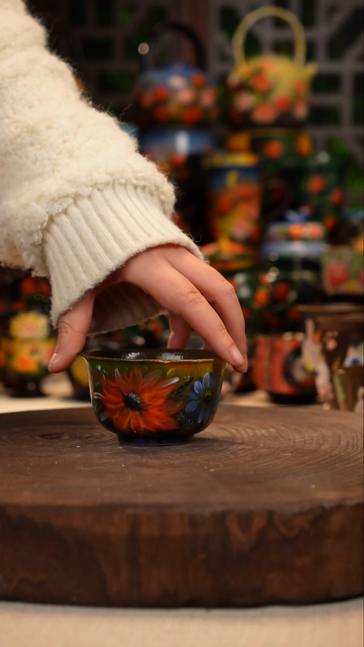 紫砂油画手绘釉下彩