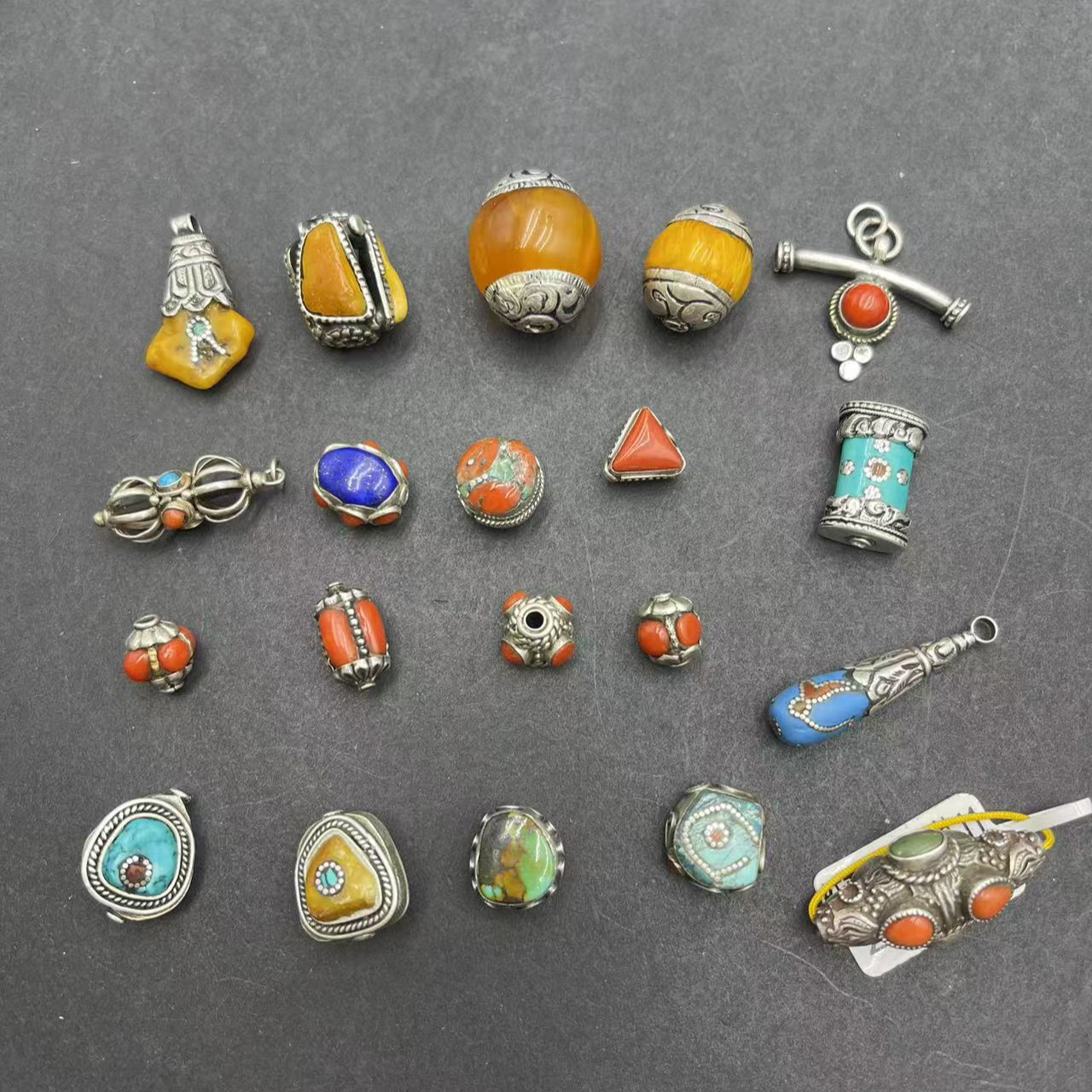 尼泊尔手工散珠包边镶嵌藏式贴片多宝补丁珠多款