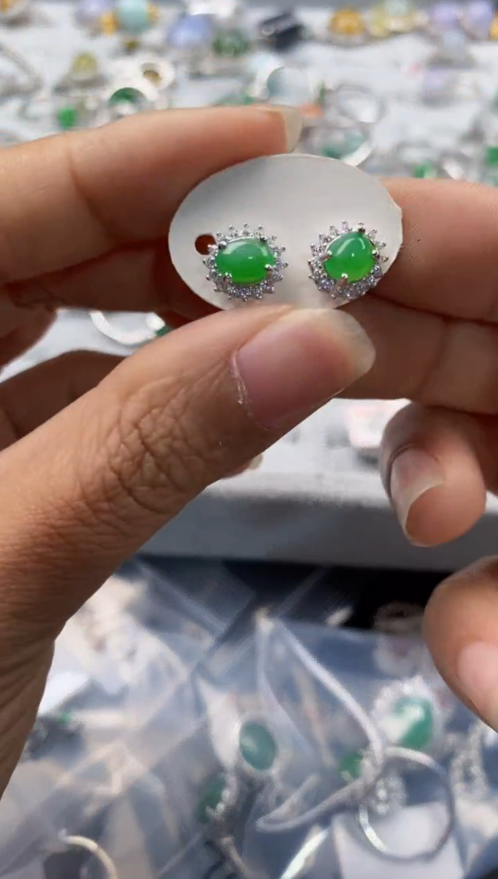 银S925镶嵌戒指翡翠5-9