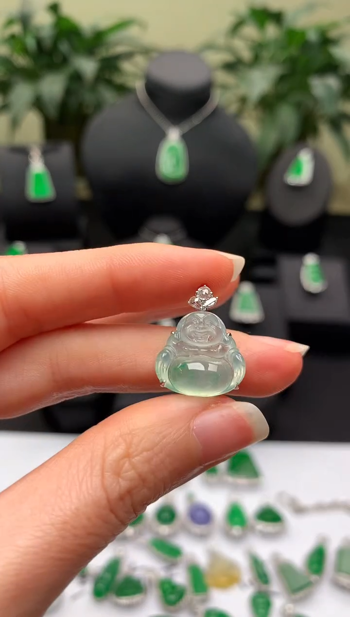 【闪购商品】翡翠颈饰18K金镶嵌佛公