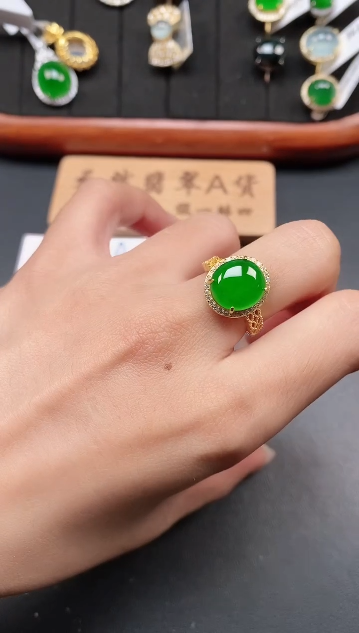 银S925镶嵌戒指翡翠111
