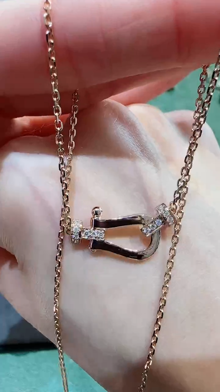 【闪购商品】钻石套链18K金镶嵌18K金钻石马蹄套链