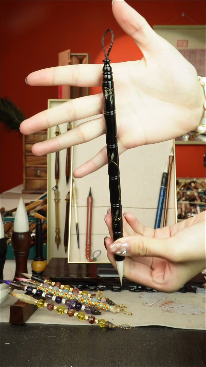 153号闪孤品高货毛笔链接 清水试笔 蘸墨不退