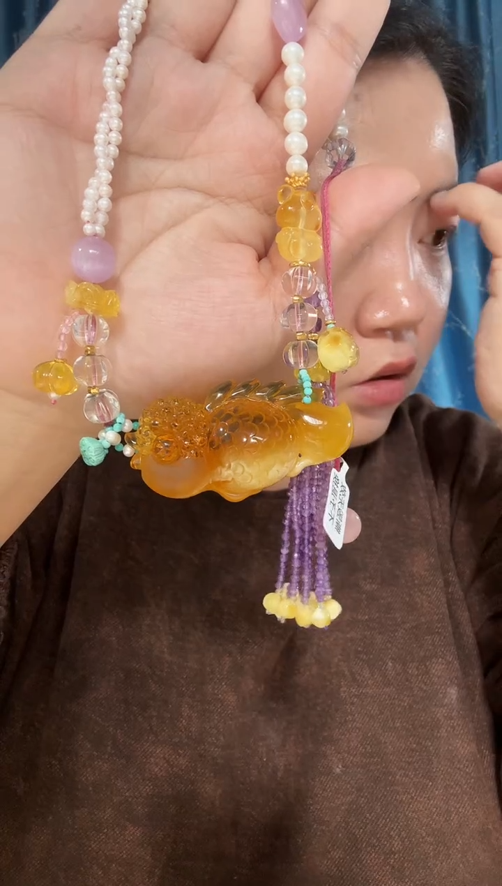 【闪购商品】蜜蜡项链未镶嵌蜜蜡金鱼项链