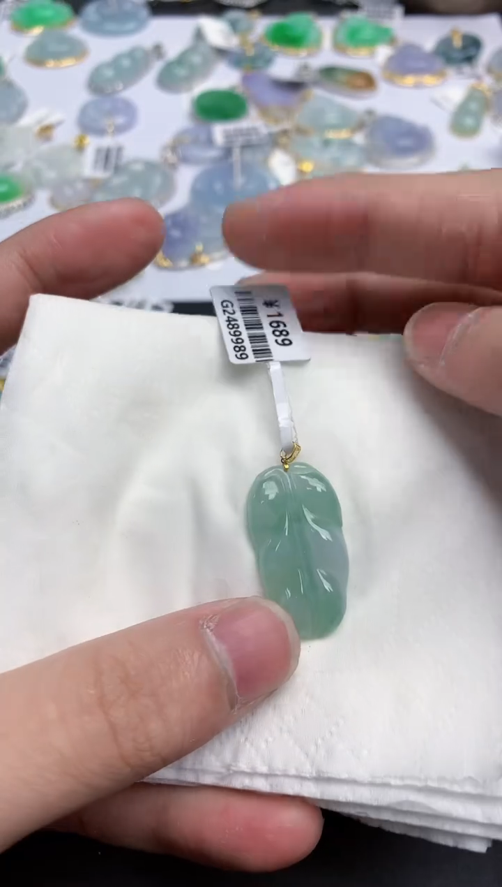 【闪购商品】翡翠颈饰18K金镶嵌天然缅甸翡翠A货