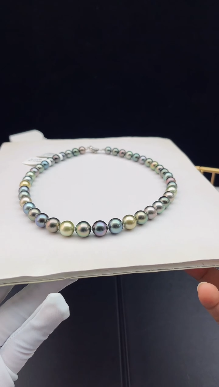【闪购商品】海水珍珠颈饰银S925镶嵌大溪地黑珍珠真科研sk