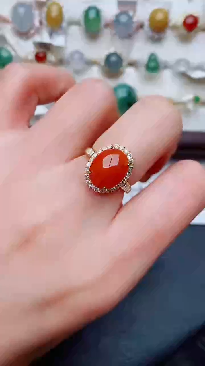 银S925镶嵌戒指翡翠...