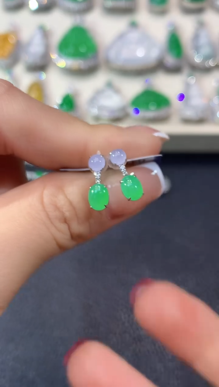 18K金镶嵌翡翠耳饰A2