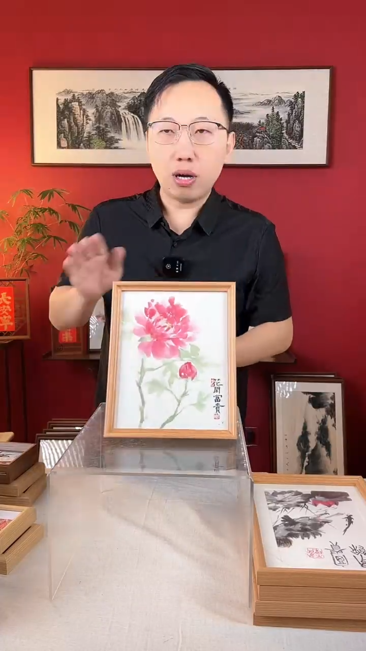【闪购商品】国画花开富贵10寸纯手绘国画摆台