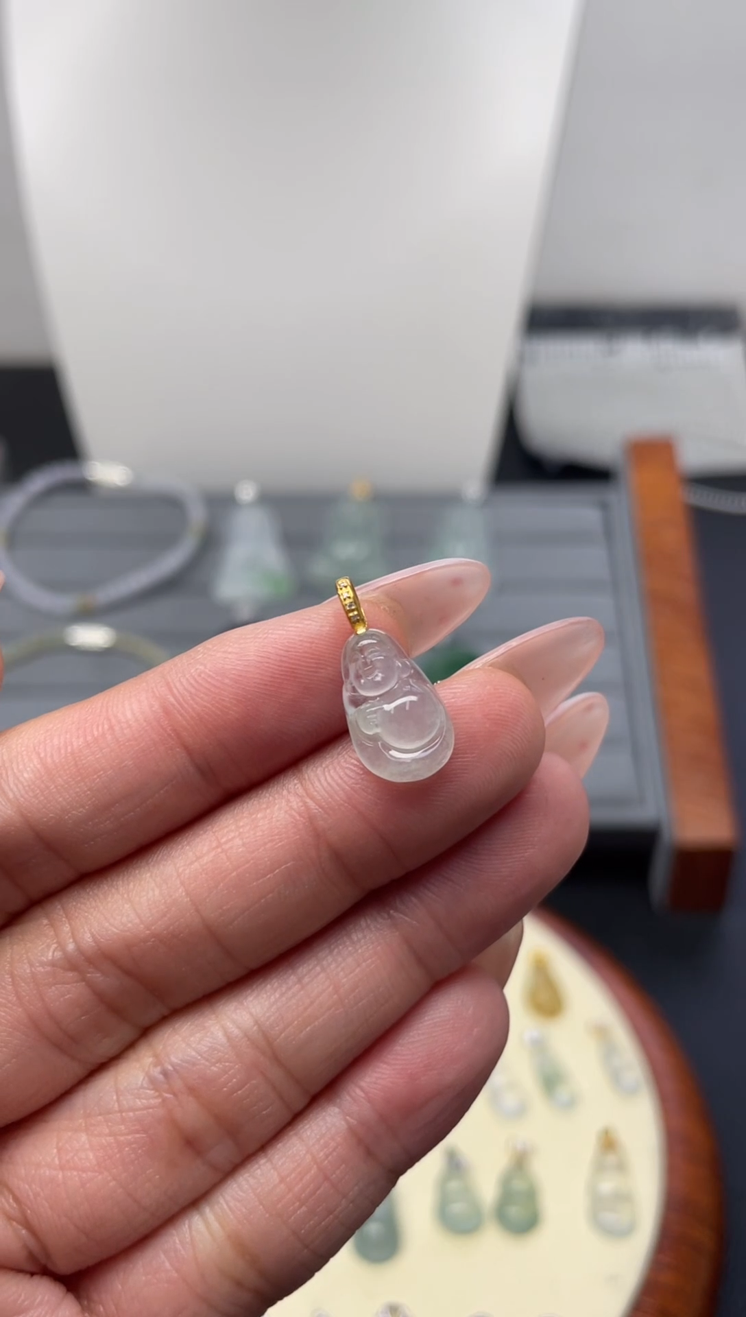 颈饰18K金镶嵌翡翠（1号链接）纯天然A货缅甸翡翠