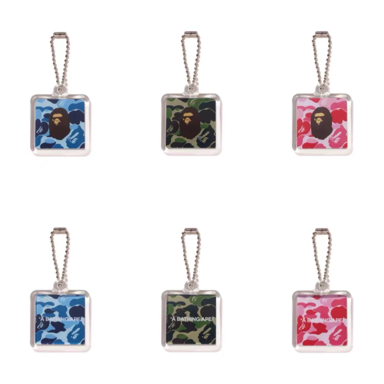 【梅】BAPE ABC 迷彩猿人头钥匙扣 24FW 潮流配件