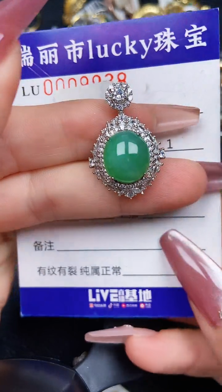 翡翠银S925镶嵌颈饰9938