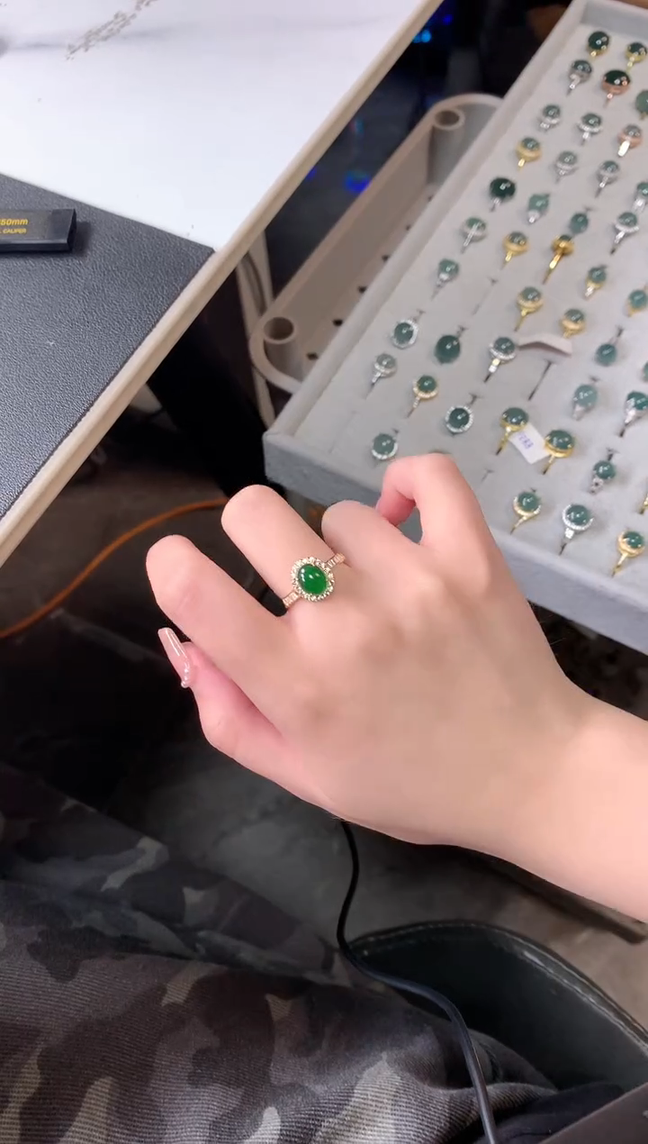 【闪购商品】翡翠戒指银S925镶嵌52141