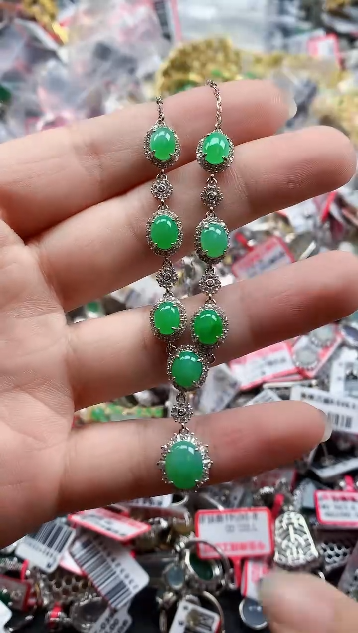 银S925镶嵌戒指翡翠天然A货缅甸翡翠