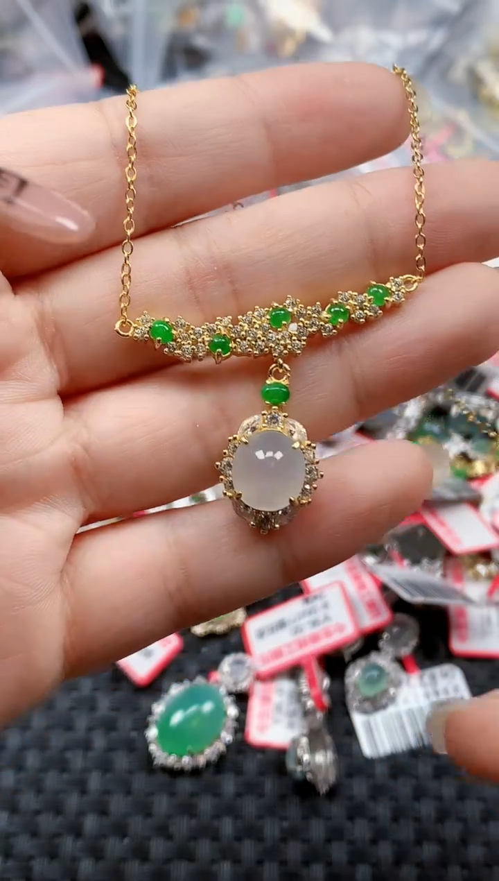 银S925镶嵌戒指翡翠天然A货缅甸翡翠