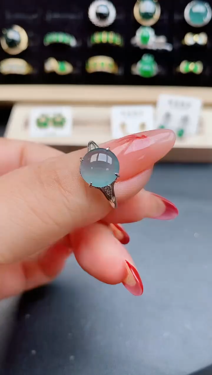 【闪购商品】翡翠戒指银S925镶嵌12121